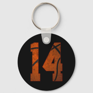 14th Birthday Party Fourteen 14 Year Old Basketbal Keychain