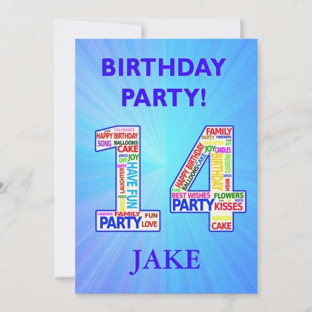14th Birthday Party Invitation Add a Name (Front)