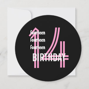 14th Birthday Party Modern Pink and Black W689B12 Invitation