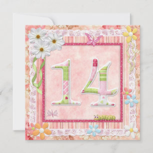 14th birthday party scrapbooking style invitation