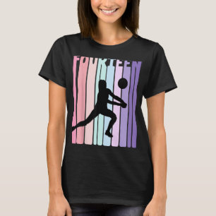 14th Birthday Retro Volleyball Girl Player 14 Year T-Shirt