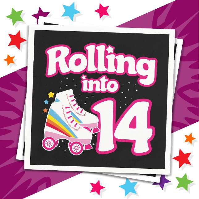 14th Birthday Roller Skating 14 Years Old Skate Napkin (Creator Uploaded)