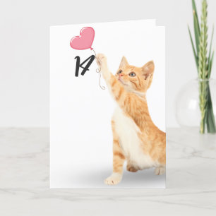 14th birthday tabby cat card