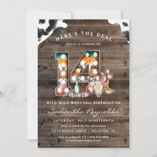 14th Birthday   Wild West Cowboy Invitation