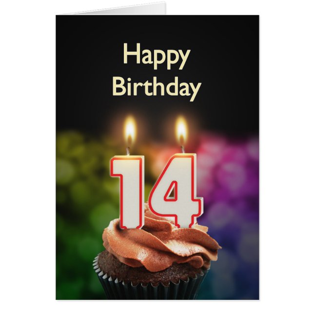 14th Birthday with cake and candles (Front)