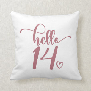 14th Birthday Women Hello 14 Cute 14 Years Old Throw Pillow