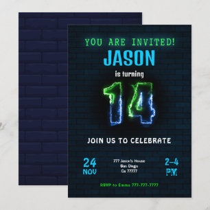 14th Boy Birthday Invitation