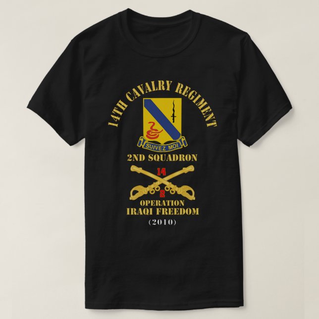 14th Cavalry Regiment w Cav Br 2nd Squadron Operat T-Shirt (Design Front)