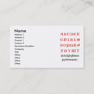 14th Century Alphabet Business Card