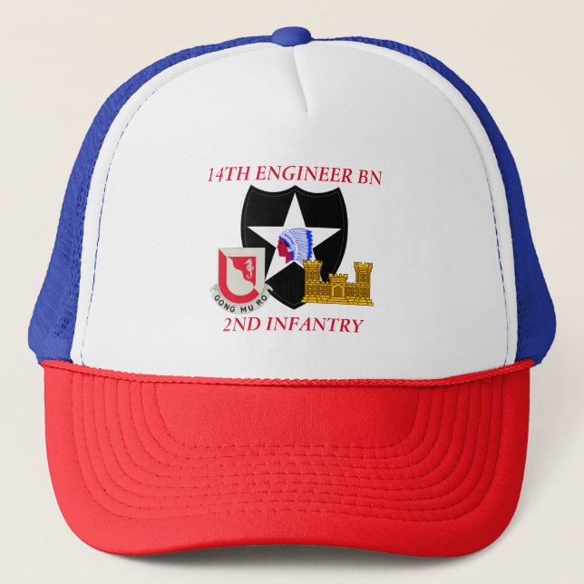 14TH ENGINEER BN 2ND INFANTRY DIVISION TRUCKER HAT (Front)