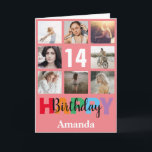 14th Happy Birthday Photo Collage Modern Pink Card<br><div class="desc">14th Happy Birthday Photo Collage Modern Pink Card with personalized name. For further customization,  please click the "Customize it" button and use our design tool to modify this template.</div>