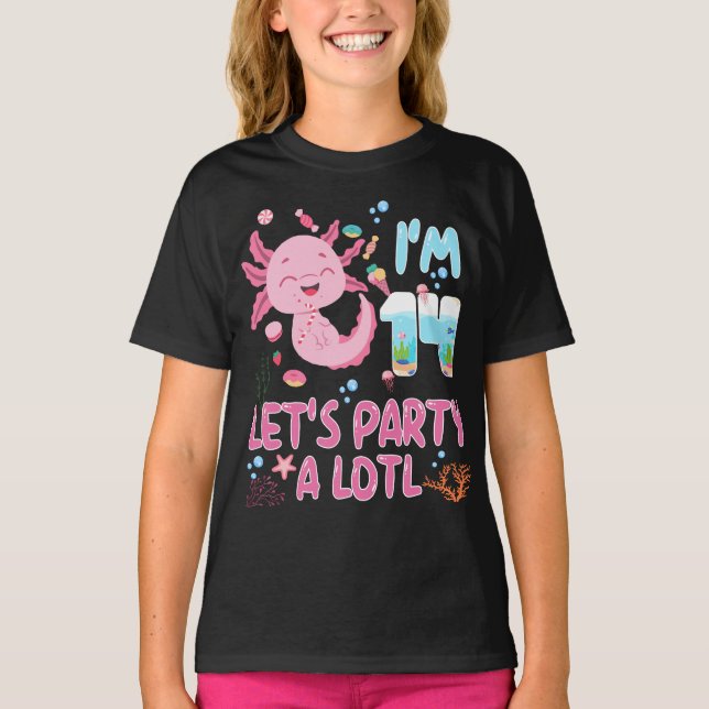 14th I'm 14 Birthday Girl Axolotl Lover Gifts T-Shirt (Front)
