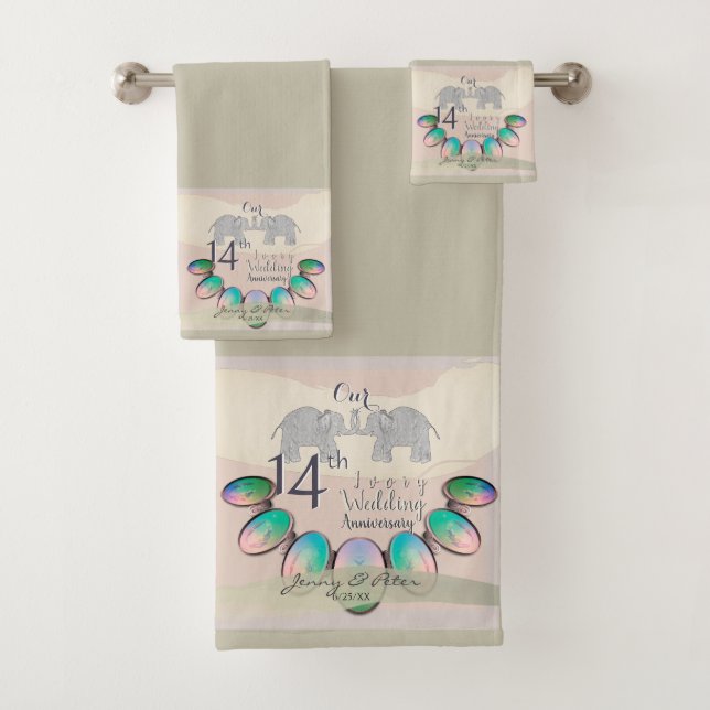 14th Ivory Wedding Anniversary Towel (Insitu)