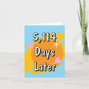 14th wedding anniversary in days Fourteen years Card