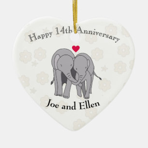 14th Wedding Anniversary, Ivory Anniversary Ceramic Ornament