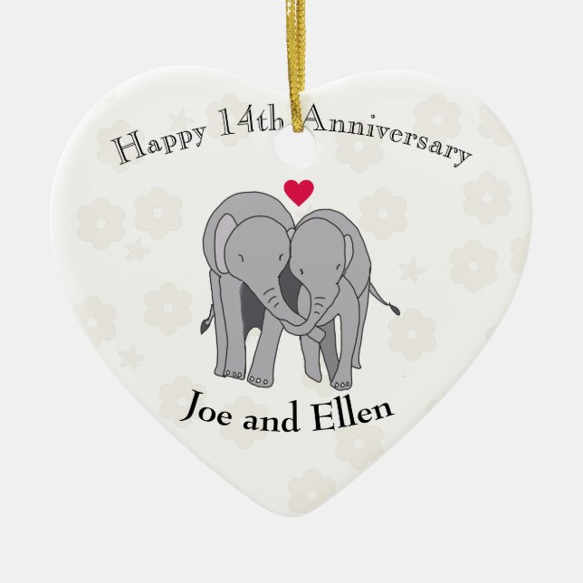 14th Wedding Anniversary, Ivory Anniversary Ceramic Ornament (Front)