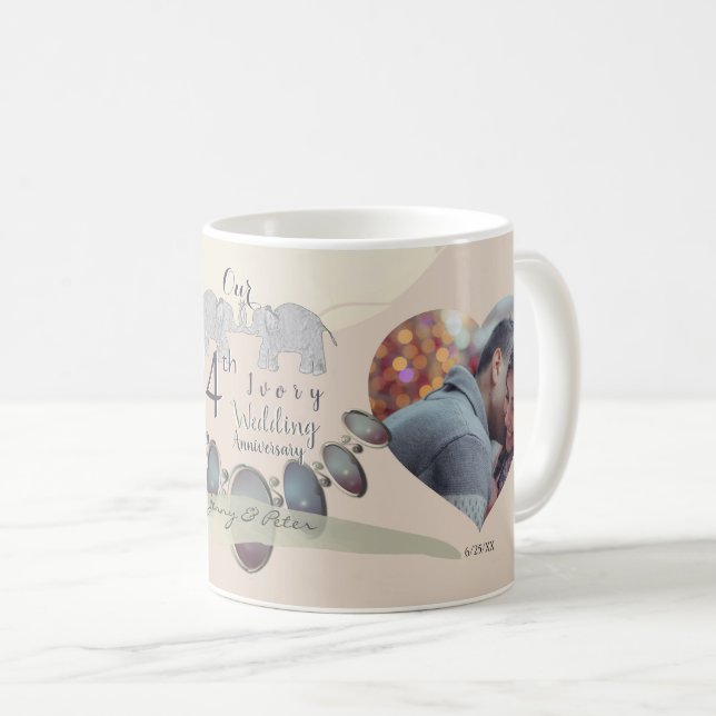 14th Wedding Anniversary Ivory  Coffee Mug (Front Right)