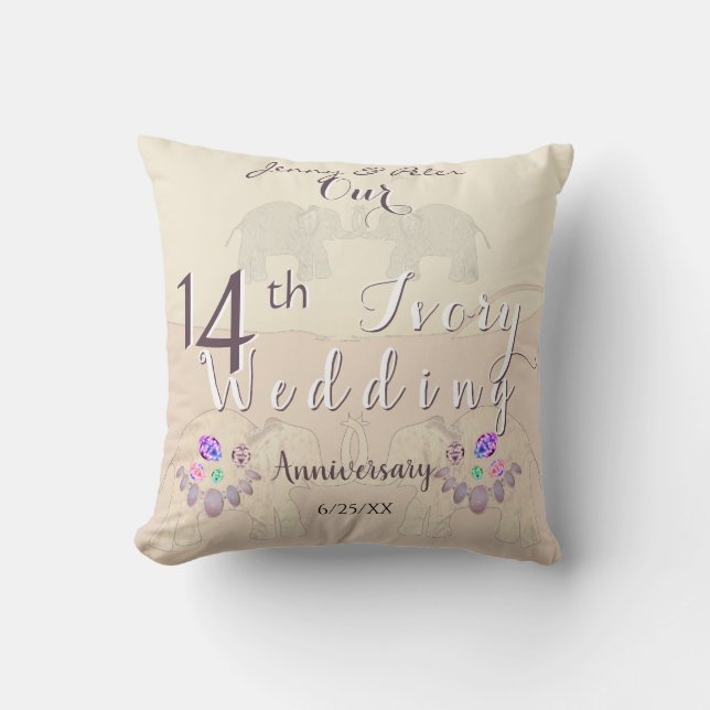 14th Wedding Anniversary  Throw Pillow (Front)