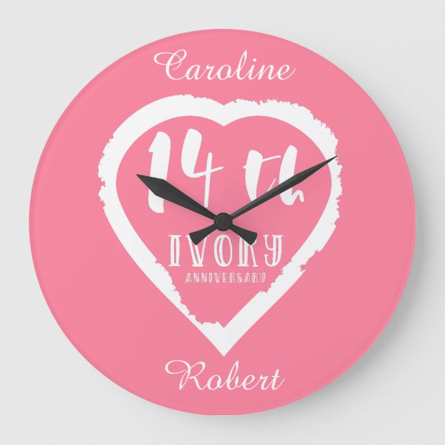 14th Wedding anniversary traditional ivory Large Clock (Front)