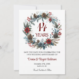 14th Wedding Anniversary Winter Save The Date