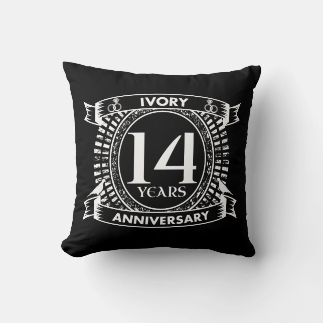 14TH wedding IVORY anniversary Throw Pillow (Front)