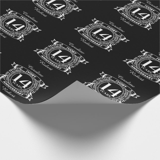 14TH wedding IVORY anniversary Wrapping Paper (Corner)