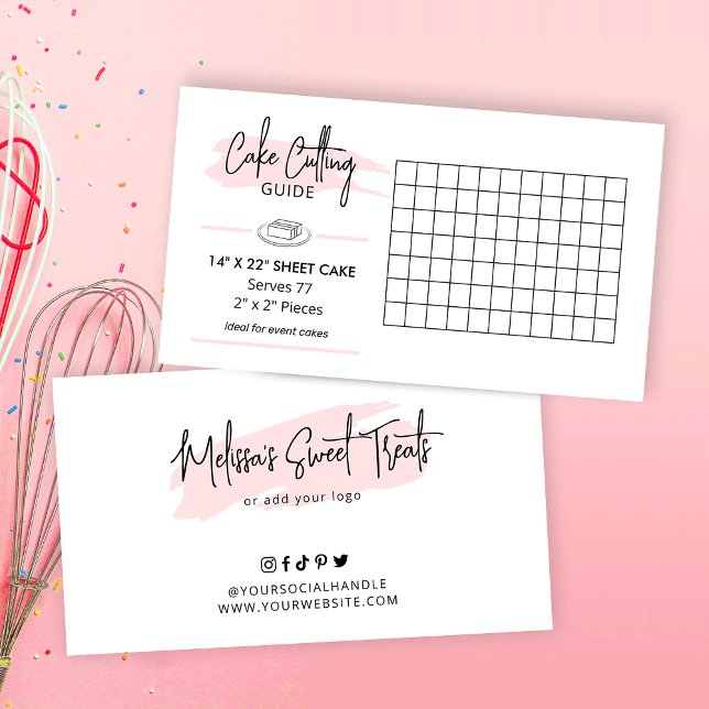 14x22" Sheet Cake Serving Guide 2x2 Portions Enclosure Card (14x22 inch rectangle cake cutting guide, perfect to add to your cake boxes)