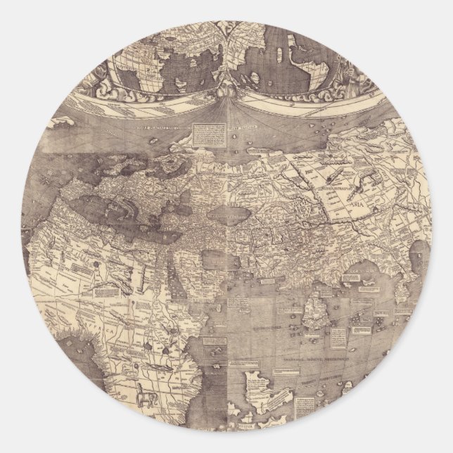 1507 Martin Waldseemuller World Map Classic Round Sticker (Front)