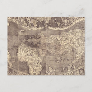 1507 Martin Waldseemuller World Map Postcard