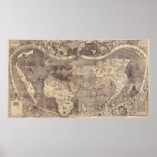 1507 Martin Waldseemuller World Map Poster