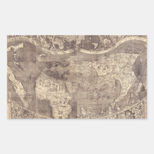 1507 Martin Waldseemuller World Map Sticker