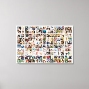 150 Pictures Custom Photo Collage Square Grid Canvas Print