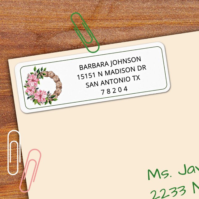 150 Pink Poinsettia Christmas Return Address (Creator Uploaded)