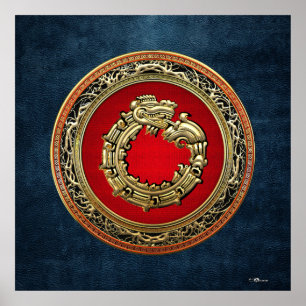 [150] Serpent God Quetzalcoatl [Gold] Poster