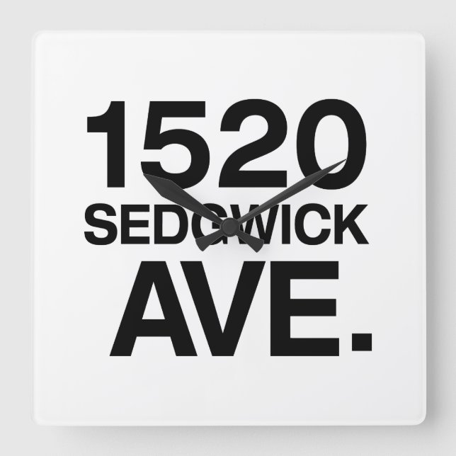 1520 SEDGWICK AVE. SQUARE WALL CLOCK (Front)