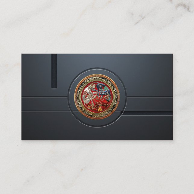 [154] Celtic Treasures - Three Dogs on Gold Business Card (Front)
