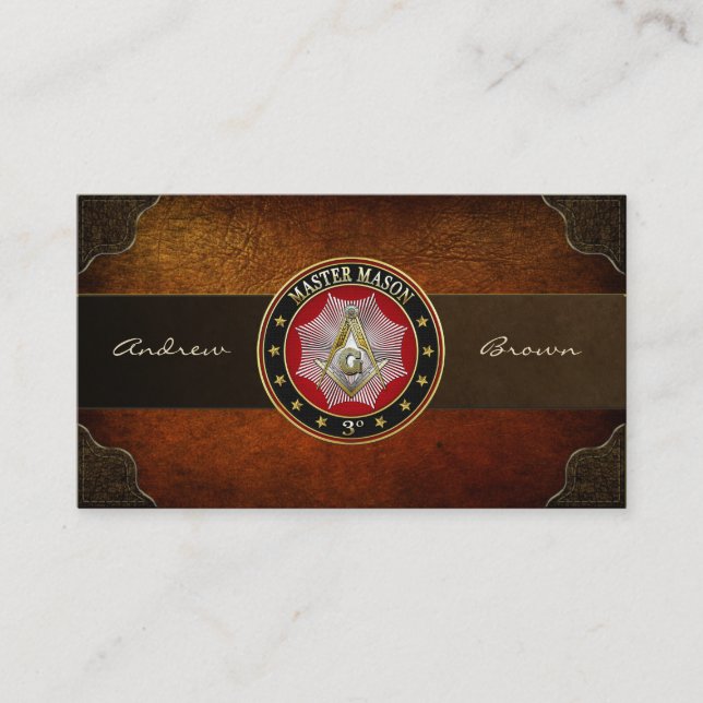 [154] Master Mason - 3rd Degree Square & Compasses Business Card (Front)