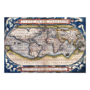 1564 World Map by Ortelius Photo Print