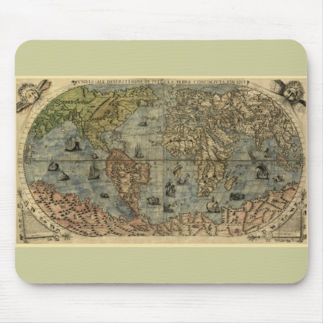 1565 Ferando Berteli (Fernando Bertelli) World Map Mouse Pad (Front)