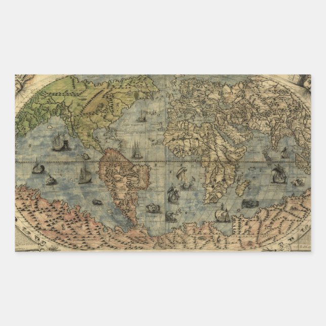 1565 Ferando Berteli (Fernando Bertelli) World Map Sticker (Front)