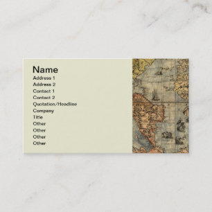 1565 Forlani Antique World Map Vintage Cartography Business Card