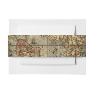 1565 Forlani Antique World Map Vintage Cartography Invitation Belly Band