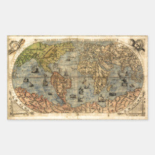 1565 Forlani Antique World Map Vintage Cartography Sticker