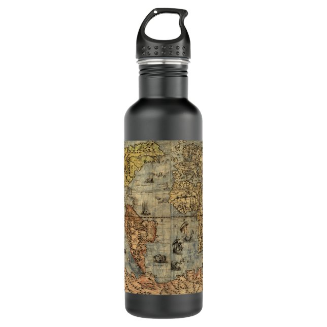 1565 Forlani AntiquevWorld Map Renaissance  710 Ml Water Bottle (Front)