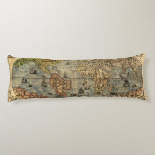 1565 Forlani AntiquevWorld Map Renaissance  Body Pillow