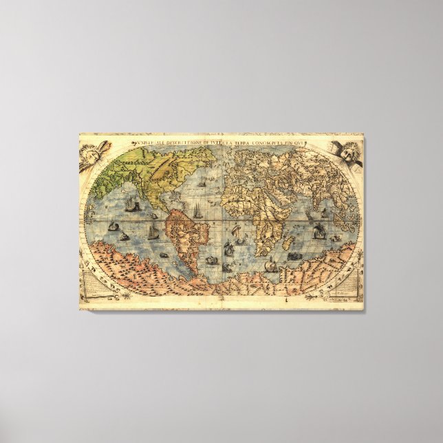 1565 Forlani AntiquevWorld Map Renaissance  Canvas Print (Front)