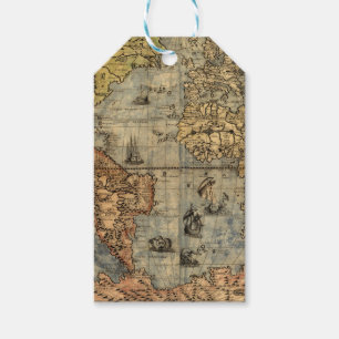 1565 Forlani AntiquevWorld Map Renaissance  Gift Tags