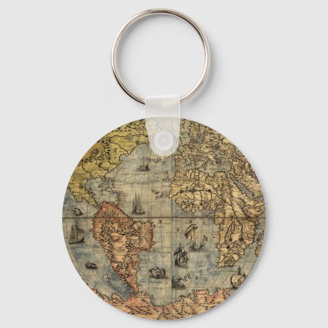 1565 Forlani AntiquevWorld Map Renaissance  Keychain (Front)