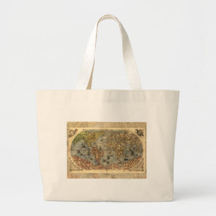 1565 Forlani AntiquevWorld Map Renaissance  Large Tote Bag