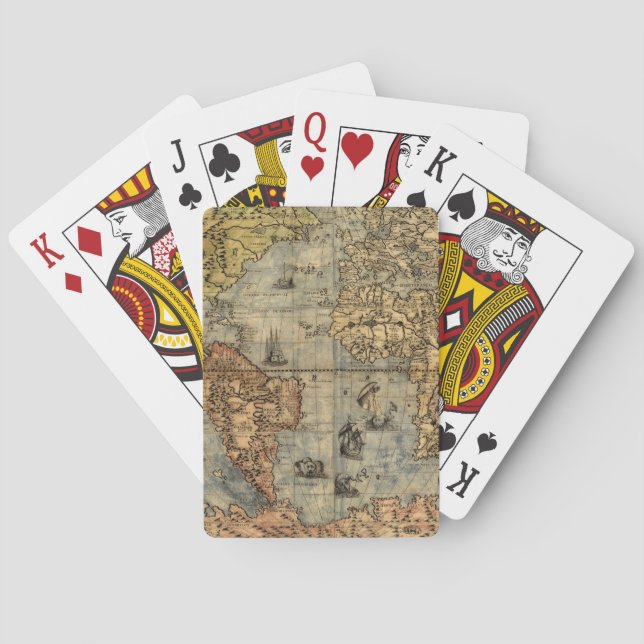 1565 Forlani AntiquevWorld Map Renaissance  Playing Cards (Back)